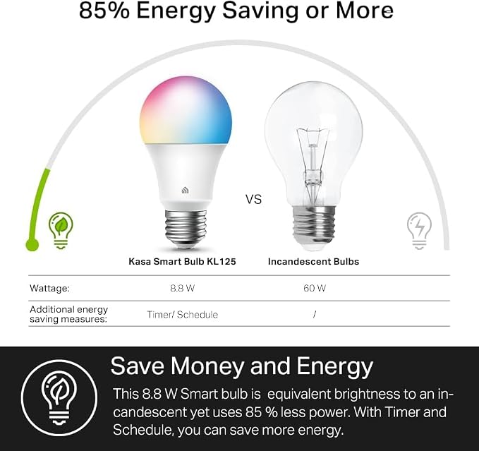 Kasa Smart Light Bulbs, Full Color Changing Dimmable Smart WiFi Bulbs Compatible - Image 5