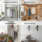 Wall Mounted Retractable Clothes Drying Rack, Walnut Foldable Hanger, Space - Image 7