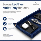 Leather Valet Tray for Men – Double Layer Genuine Leather Catchall EDC Tray for - Image 2