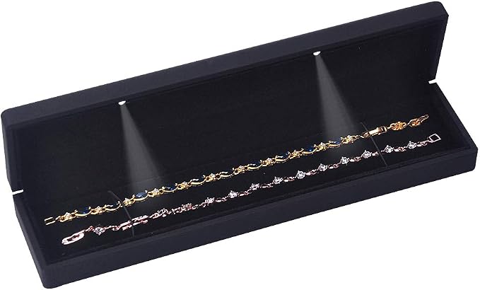 iSuperb LED Light Black Necklace Chain Bracelet Display Case Jewelry Storage - Image 2