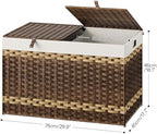 HOOBRO Storage Basket with Lid, 42.3 Gallon Wicker Storage Basket with 2 - Image 2