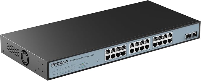 SODOLA 24 Port 2.5G Smart Web Managed Switch, 24 x 2.5G Base-T Ports, 2 x 10G by SODOLAPoENETWORKS