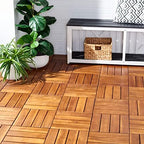 SAFAVIEH Outdoor Phuket Wood Deck Tile, 11.8" Natural PAT7904A - Image 2