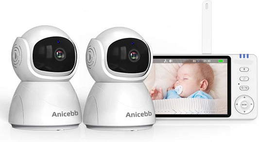 5" HD Video Baby Monitor with 2 Camera and Audio, No WiFi Hack-Proof Security by Unknown
