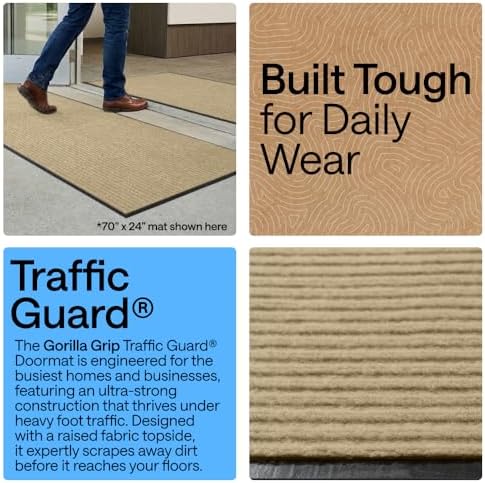 GORILLA GRIP Traffic Guard Indoor Outdoor Heavy Duty Door Mat, 35x23 Beige - Image 3