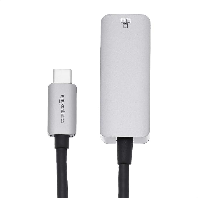 Amazon Basics Aluminum USB-C to RJ45 Gigabit Ethernet Adapter, Fast Network - Image 2