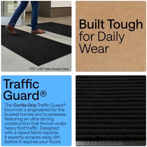 GORILLA GRIP Traffic Guard Indoor Outdoor Heavy Duty Door Mat, 96x48 Black - Image 3