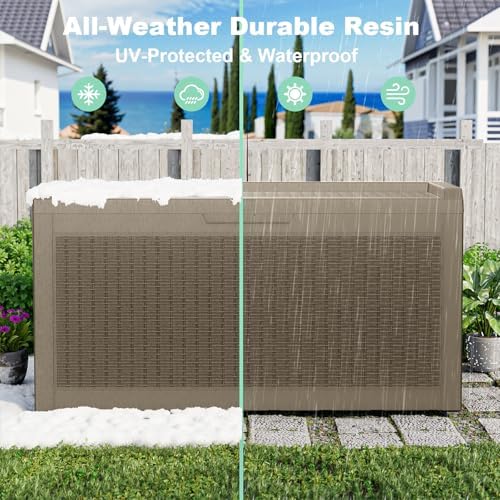DRATO 70 Gallon Outdoor Storage Box Waterproof, Lockable Resin Deck Box - Image 5