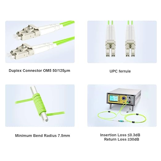 FLYPROFiber- 10M/33ft OM5 LC to LC Fiber Patch Cable, Length Options: 0.2m-20m - Image 3