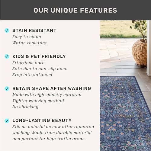 Dark Blue Washable 2x4 Entry Rug - Image 6