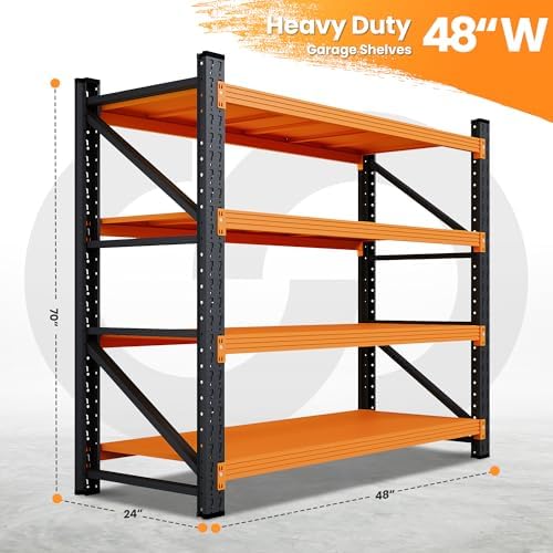 48” Wide Heavy Duty Metal Garage Shelving, Adjustable Storage Shelf - Image 2