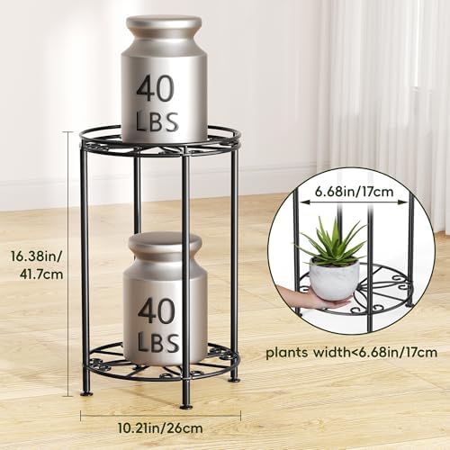 Plant Stand 2-Tier 10.2in Width 16.4in Tall Flower Pot Rack Small Plant Table - Image 4