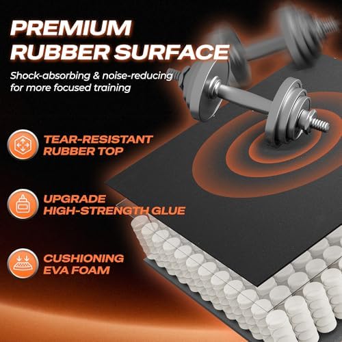 SUPERJARE 0.56'' Thick 24 Sq Ft Rubber Top Gym Flooring - Image 5
