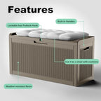 PatioZen 60 Gallon Resin Deck Box, Lockable Outdoor Storage Box - Image 4