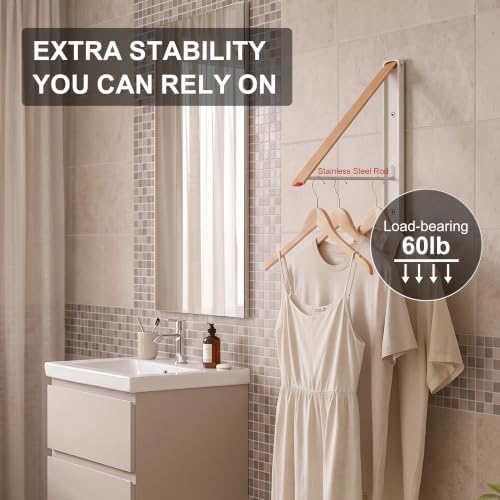 LEQ Clothes Drying Rack Wall Mounted, Foldable Laundry Drying Rack - Image 7