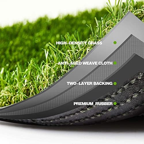 Premium Artificial Grass 7' x 30' Outdoor Rug, 1.38"" Realistic Thick Turf - Image 5