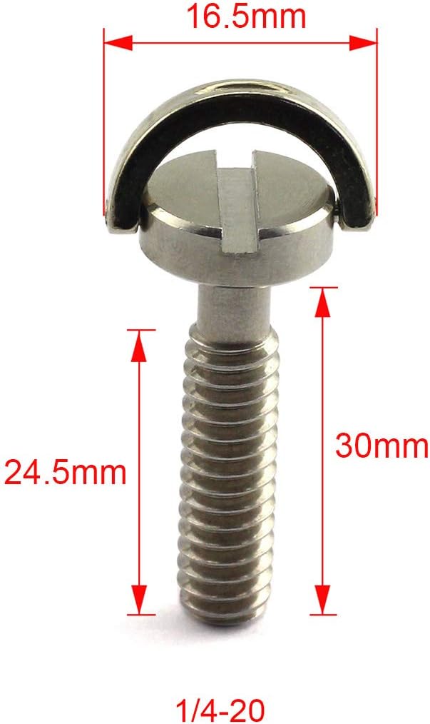 HJ Garden 2pcs 1/4-20 Thread D-Ring Stainless Steel Camera Fixing Screws - Image 2