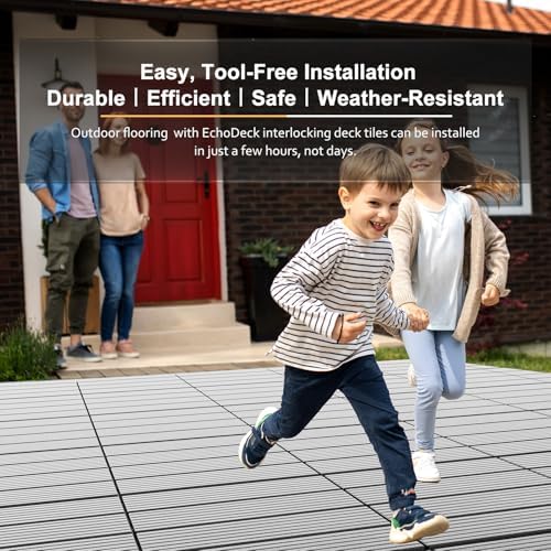 EchoDeck Interlocking Deck Tiles, 44 Pack Patio Tiles Outdoor Interlocking All - Image 2