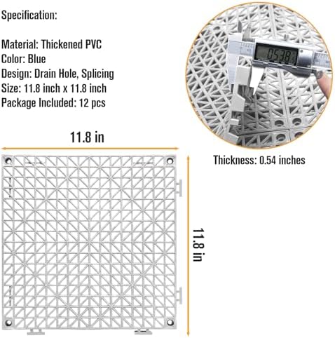 12 Pcs Drainage Mat Modular Interlocking Cushion 11.8" x 11.8" Garage Floor - Image 2