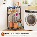 Broom Holder with Cleaning Supplies Organizer, Broom Closet Storage Cabinet - Image 3