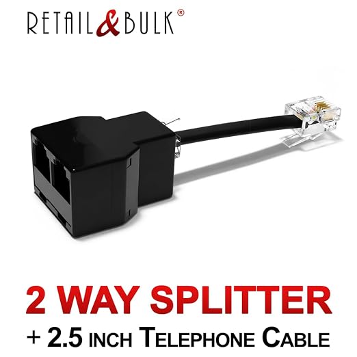 Phone Jack Splitter for Landline Telephone RJ11 6P4C 2-Way in-Line or in-Wall - Image 6