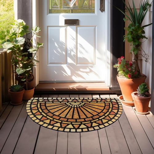 CHICHIC Front Door Mat 18"x30" Outdoors Heavy Duty Rubber Mat, Semicircle - Image 2