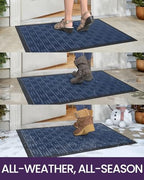 DEXI Front Door Mat Outside Entrance 24x36 Rubber Entry Doormat Maze Blue - Image 5