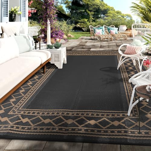 Outdoor Rug Waterproof for Patio, 8x10 Foldable Reversible Plastic Straw Carpet - Image 5