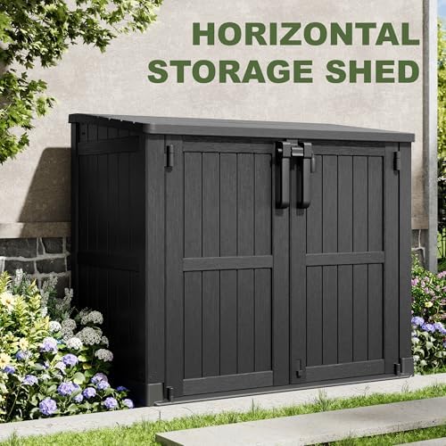 Plastic Outdoor Storage Shed, 37 Cu Ft Weatherproof Outdoor Storage Box - Image 3