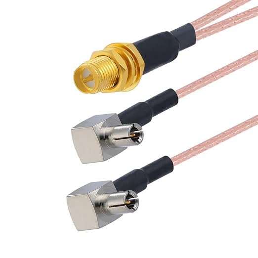 RP SMA Female to Dual TS9 Male Right Angle Connector RF Coax Cable RP SMA - Image 3