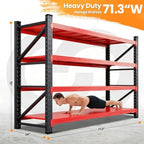 71.3” Wide Heavy Duty Metal Garage Shelving, Adjustable Storage Shelf - Image 2