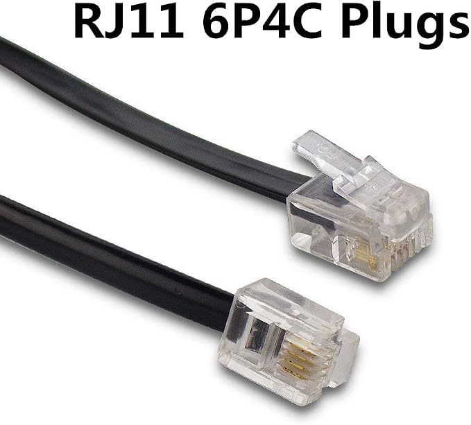 Phone Cord, 6P4C Black Phone Telephone Extension Cord Cable Line Wire RJ11 6P4C - Image 2