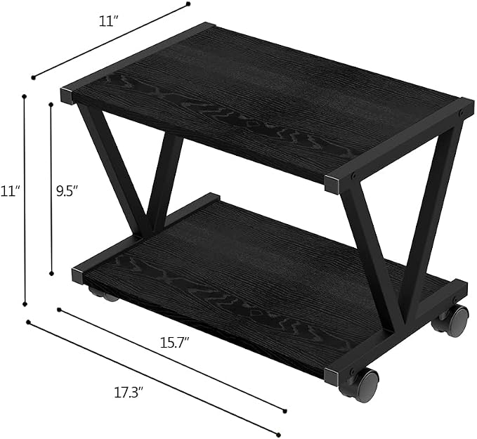 VEDECASA Retro Desktop Printer Stand 2 Double Tiers Wood Printer Shelf Modern - Image 4