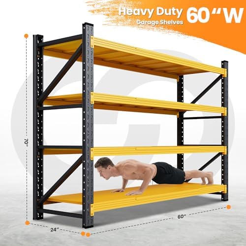 60” Wide Heavy Duty Metal Garage Shelving, Adjustable Storage Shelf - Image 2