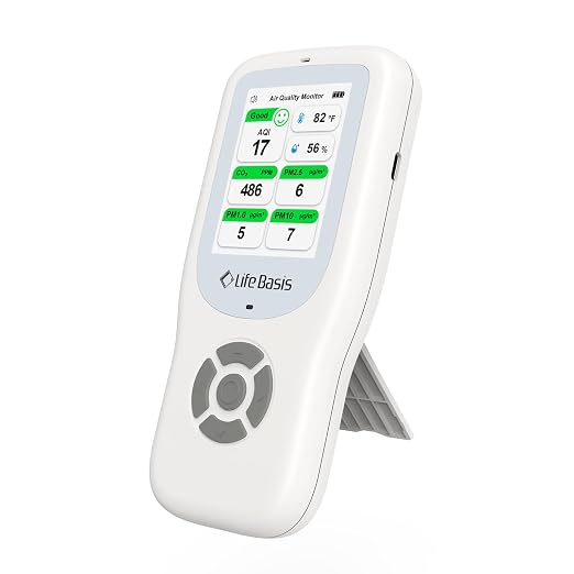 LifeBasis Air Quality Monitor Indoor, 11-in-1 Air Quality Detector by LifeBasis