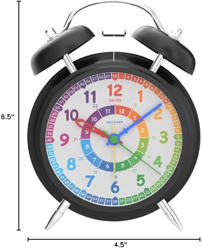 Peakeep Loud Alarm Clock for Kids Learning Telling Time Teaching Clock - Image 7