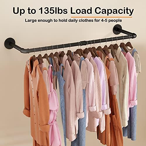 Wall Mounted Clothes Rack 38.4in, Industrial Pipe Wall Mount Clothing Rack - Image 6