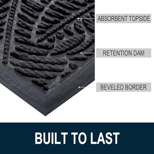 Colorxy Half Circle Waterproof Door Mat, Sturdy Rubber Doormat - Image 3
