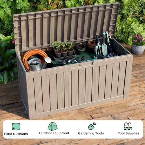 DRATO 90 Gallon Outdoor Storage Box Waterproof, Lockable Resin Deck Box - Image 5