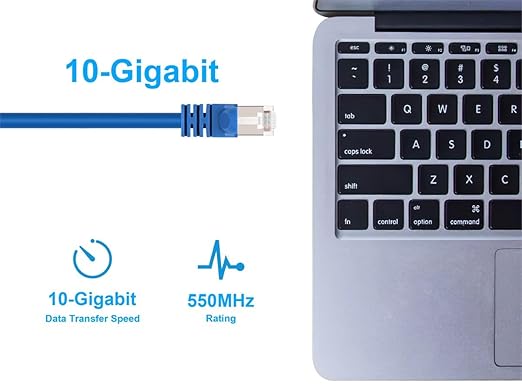 Monoprice Cat6A 2ft Blue Patch Cable Double Shielded 26AWG 10G Pure Bare Copper - Image 5