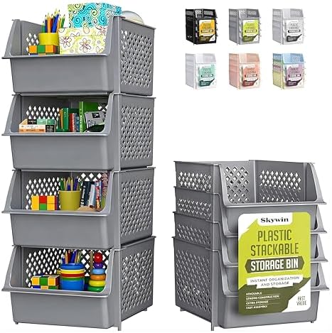 Skywin Stackable Storage Bins Open Front by Skywin