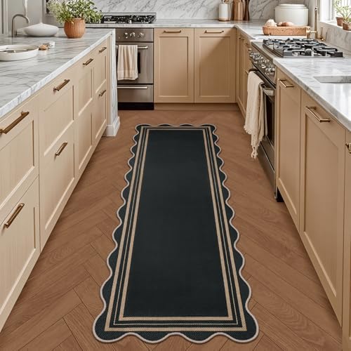 Scalloped 2x6 Kitchen Runner Rug, Washable Rugs - Image 3