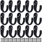 IBosins 15PCS Coat Hooks Wall Mounted Black Single Prong Robe Hook - Image 2