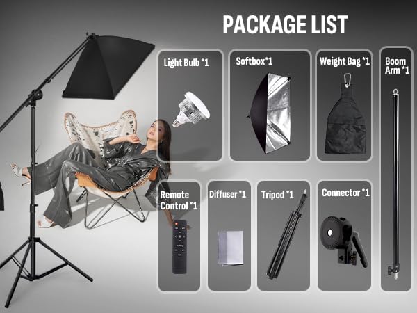 NiceVeedi Softbox Photography Lighting Kit, Overhead Studio Lights - Image 7