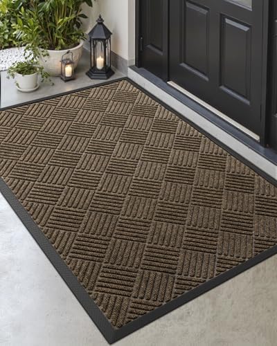 DEXI Front Door Mat Outside Entrance 48x72 Rubber Entry Doormat Brown by DEXI