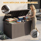 EFU Outdoor Storage Box Waterproof, 360 Gal Gen 2 Resin Deck Box Gas Struts - Image 5