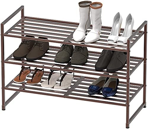 Simple Houseware 3-Tier Stackable Metal Panel Shoe Rack - Image 4
