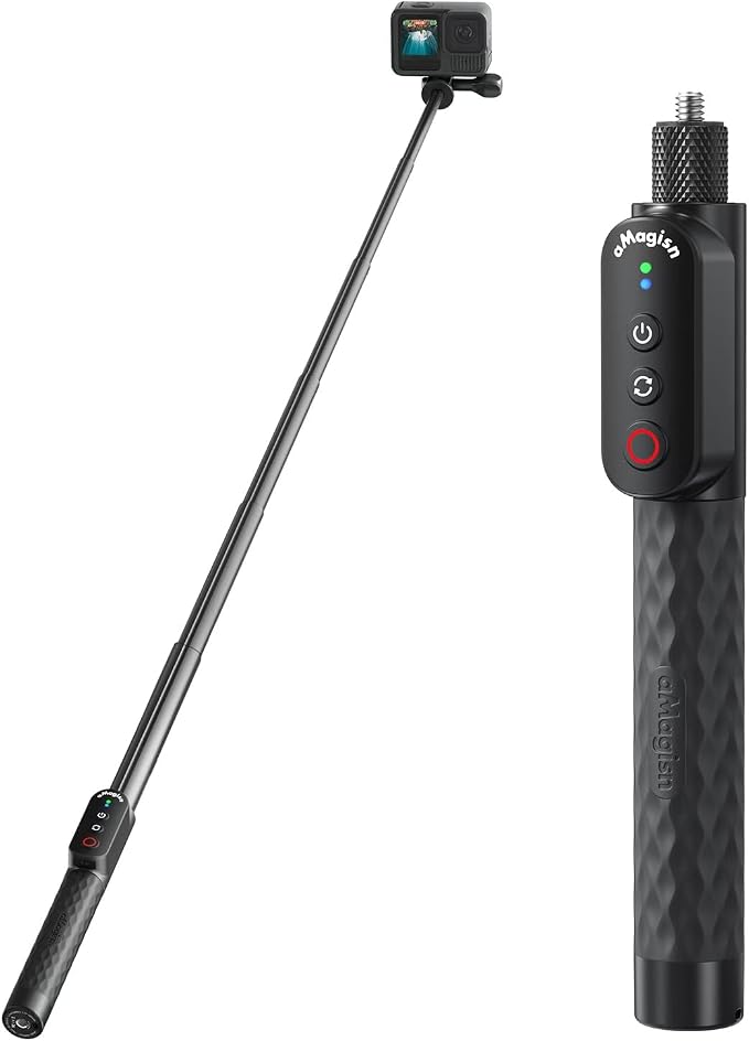 Remote Control Selfie Stick Rechargeable Waterproof 100CM Stretchable Compatible by Aovee