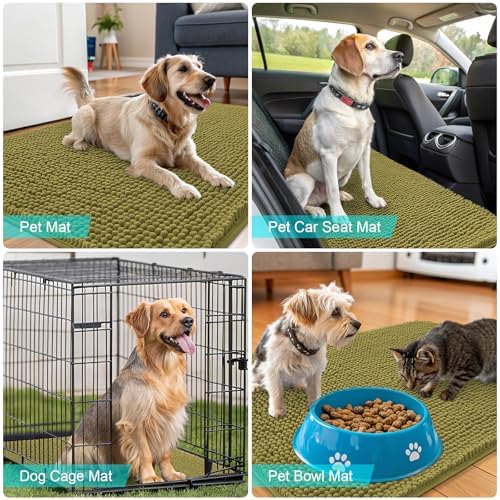 OLANLY Dog Door Mat for Muddy Paws 59x32, Super Absorbent Chenille Mud Mat - Image 7