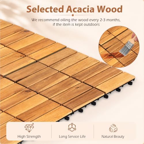 Goplus 27-Pack Acacia Wood Interlocking Deck Tiles - Image 5